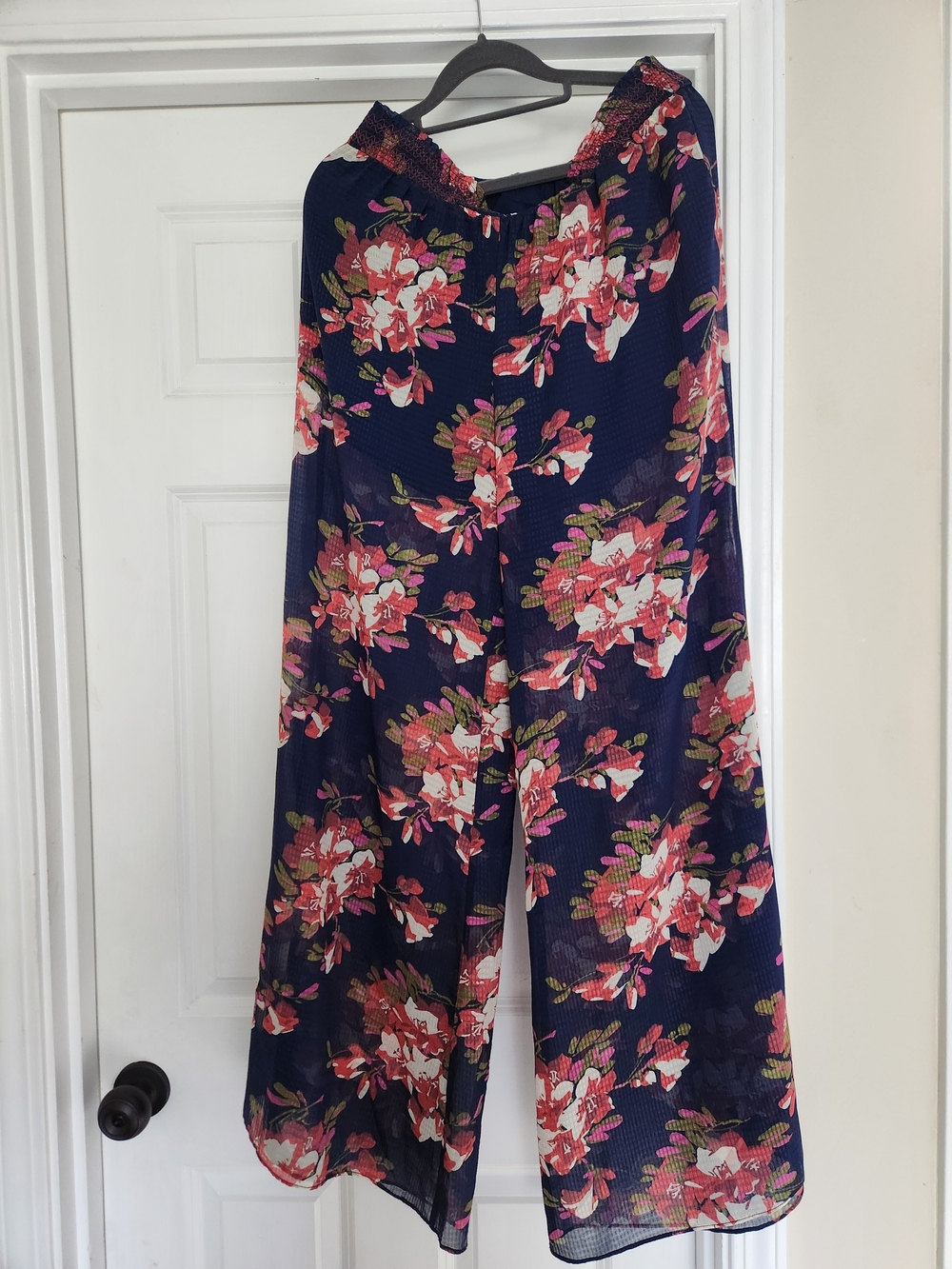 elevenses navy elastic-waist floral Palazzo Pants